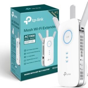 tp link re550 ac1900 wi fi range extender, dual band wi fi extender boost, 3 antennas, gigabit ethernet port, intelligent monitor, ap mode, ultimate compatibility wi fi mesh, easy setup