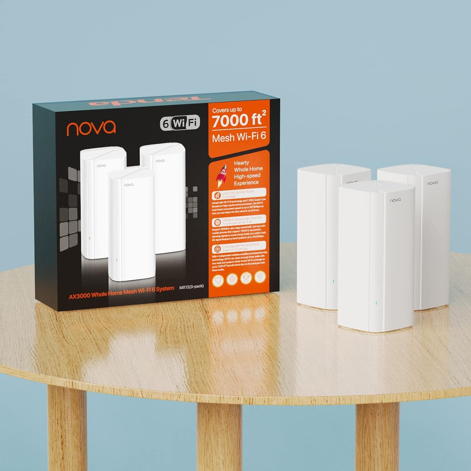 tenda nova mx12 ax3000 mesh wi fi 6 system 7000sq ft coverage 1.7 ghz quad core cpu he160 dual band gigabit whole home mesh network for 160+ devices 3 pack tenda nova mx12 ax3000 mesh wi fi 6 system 7000sq ft coverage 1.7 ghz quad core cpu he160 dual band gigabit whole home mesh network for 160+ devices 3 pack
